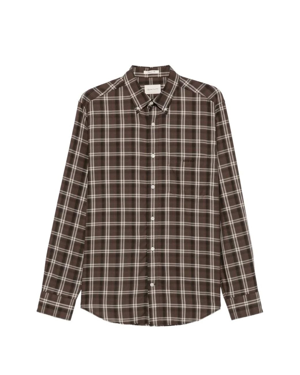 Gant Brown Check-Pattern Button-Down Shirt for men