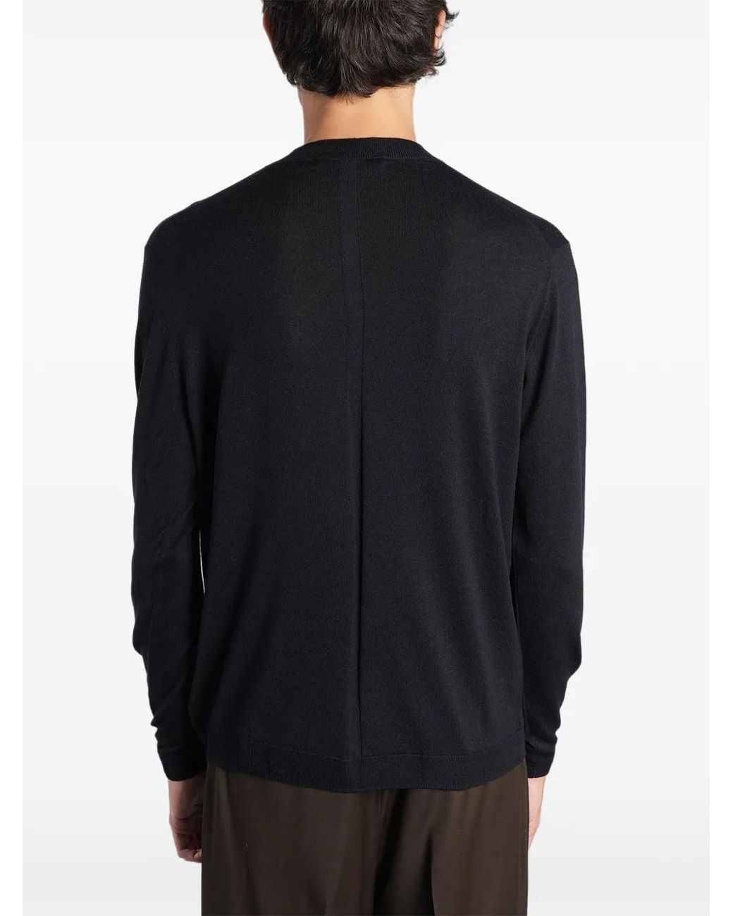 Low Brand Black Crew-Neck Sweater for men