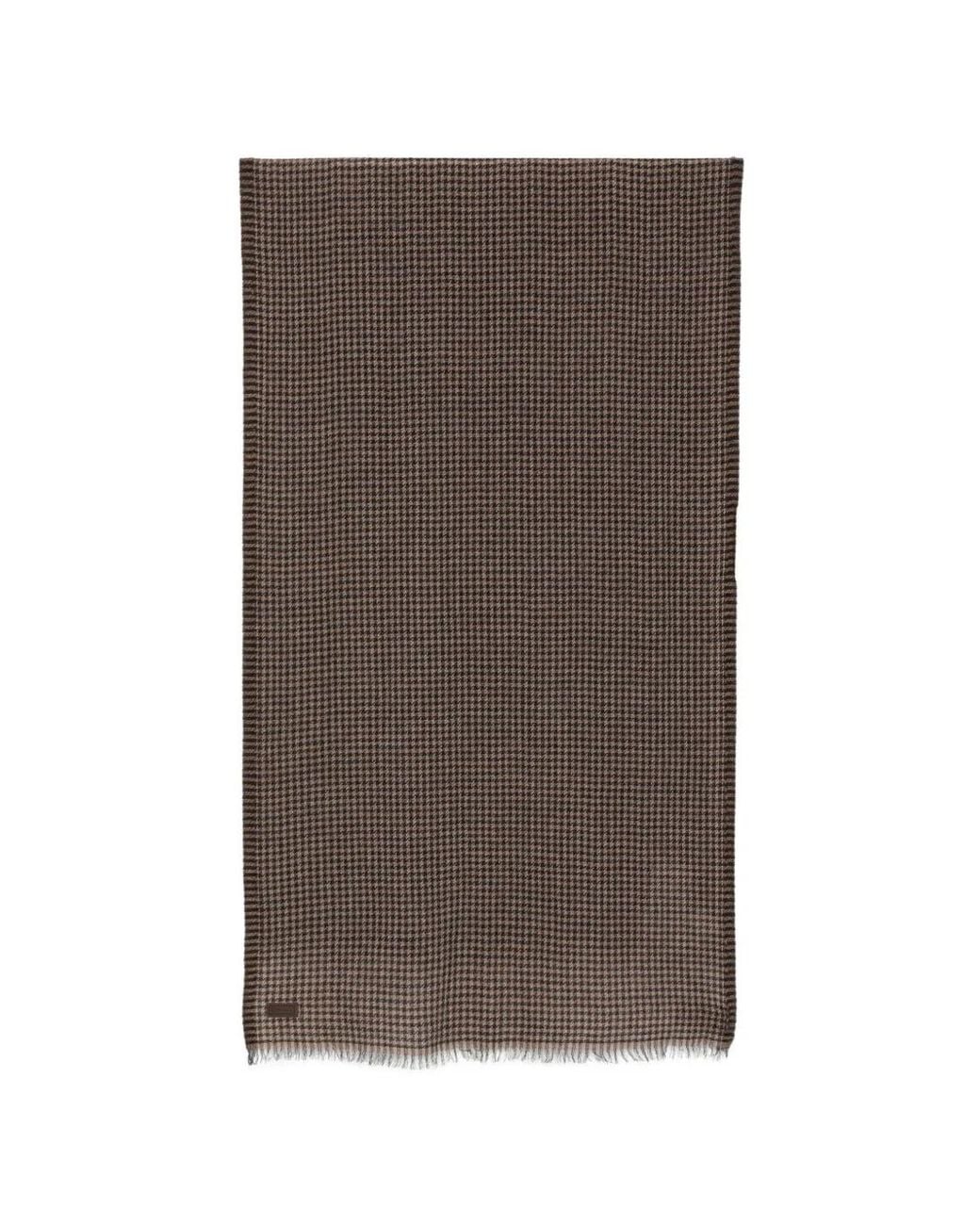 Canali Brown Logo-Patch Scarf for men