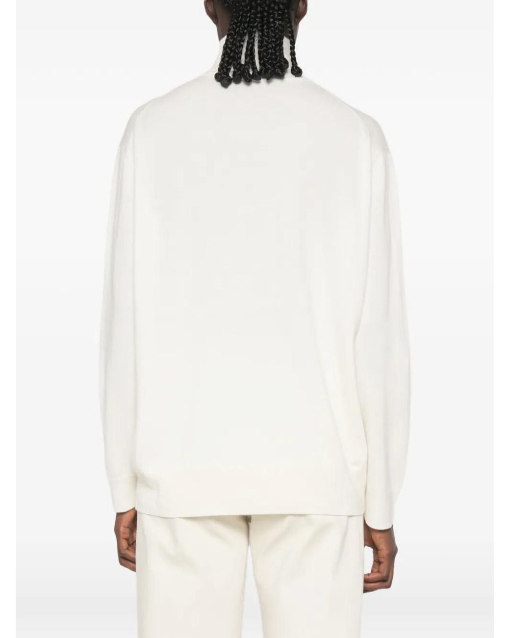 Malo White High-Neck Long-Sleeve Sweater