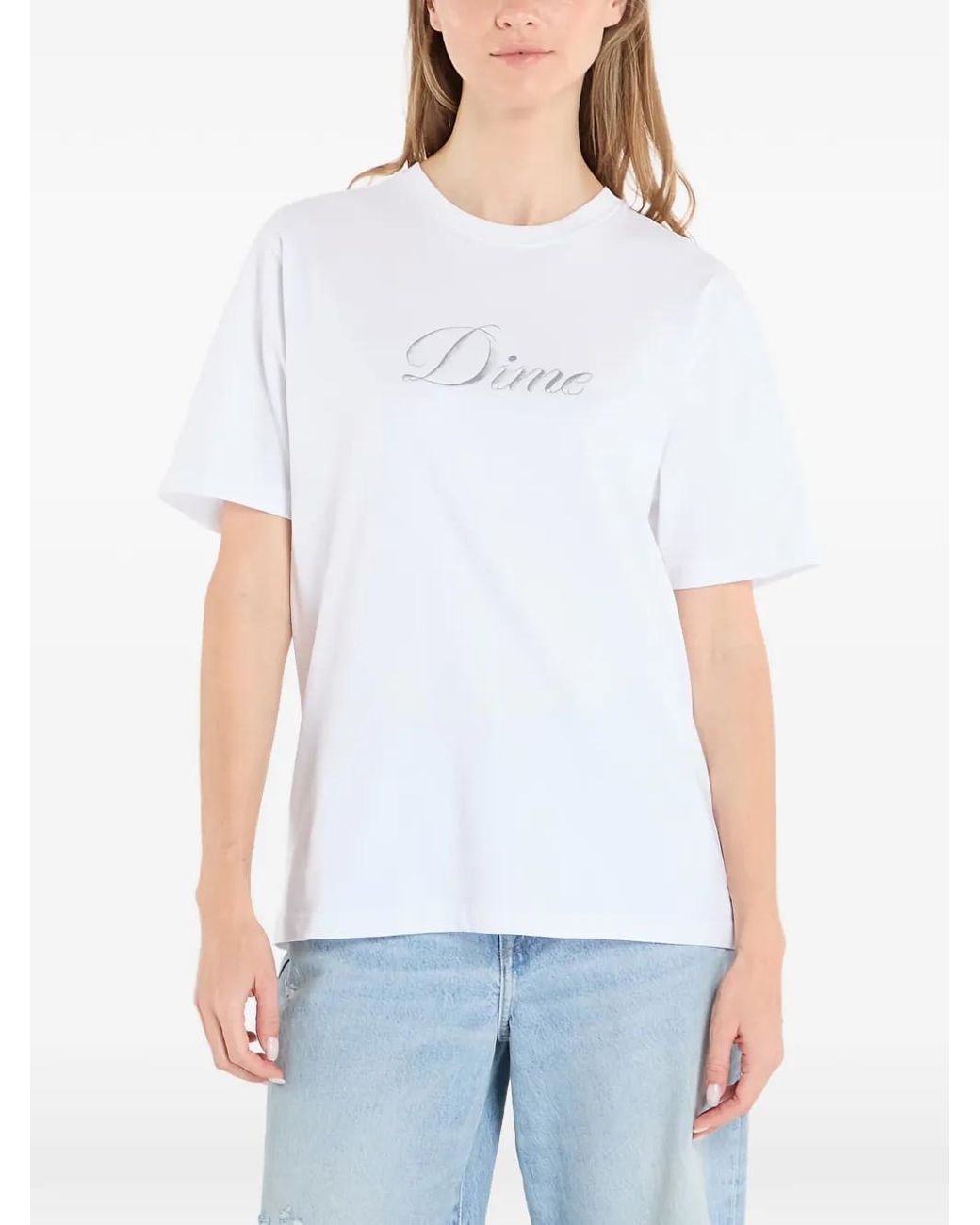 Camiseta Cursive Con Logo Dime de color White