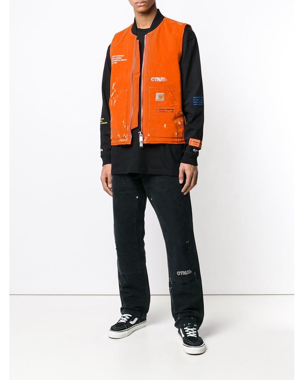 Heron Preston X Carhartt Wip Vest Jacket in Orange for Men | Lyst