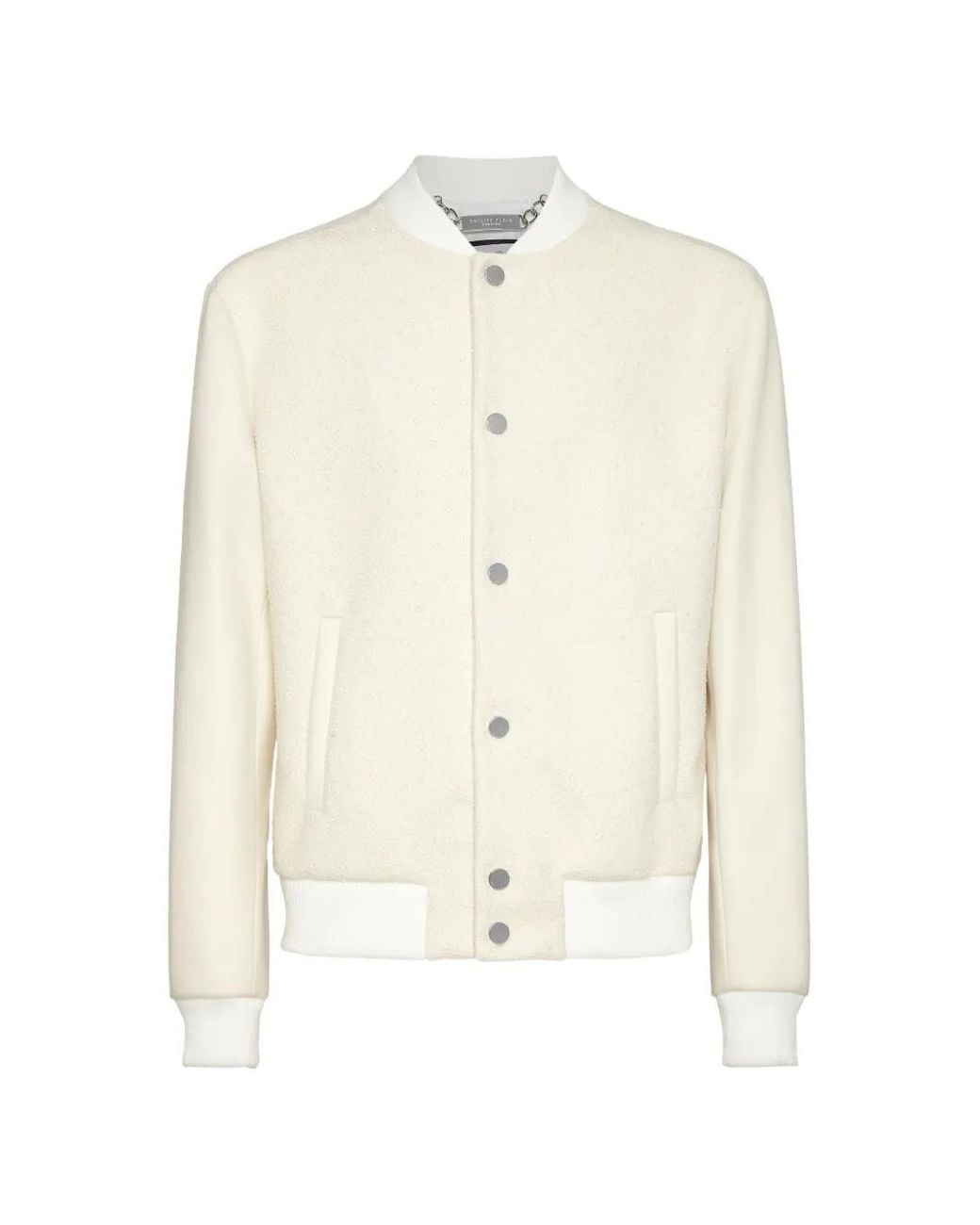 Philipp Plein Natural Wool Bomber With Transparent Strass for men