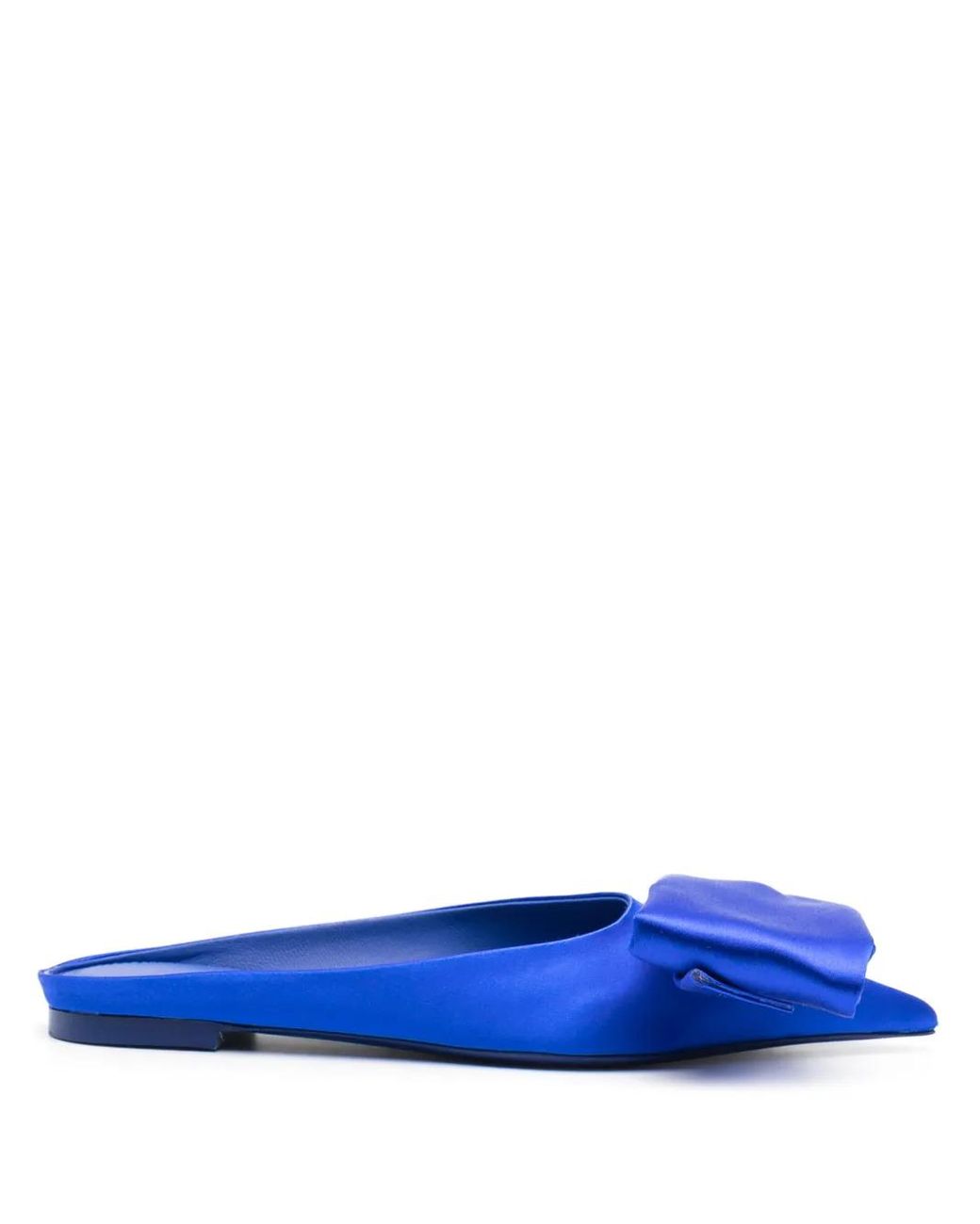Ferragamo Blue Asymmetric-Bow Satin Mules