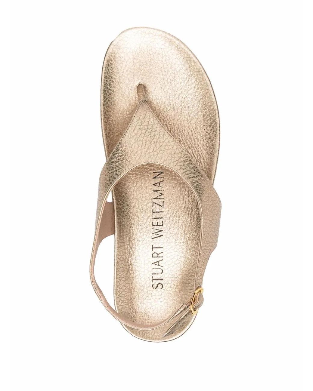 Stuart Weitzman Natural Metallic-Effect Open-Toe Sandals