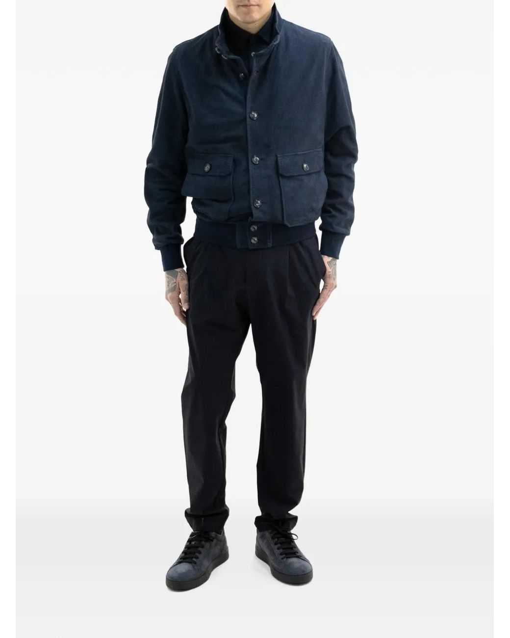 Barba Napoli Blue Button Pocket Jacket for men