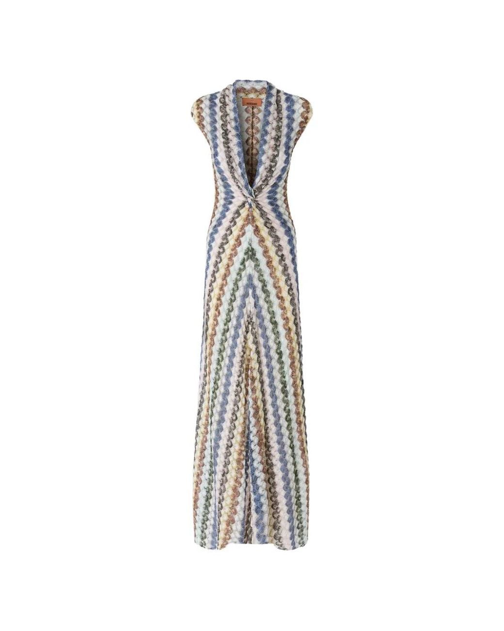 Missoni White Long Lace Dress With Knot Detail