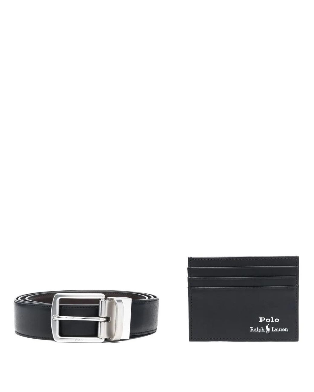 Polo Ralph Lauren White Logo-Stamp Cardholder And Belt Set for men