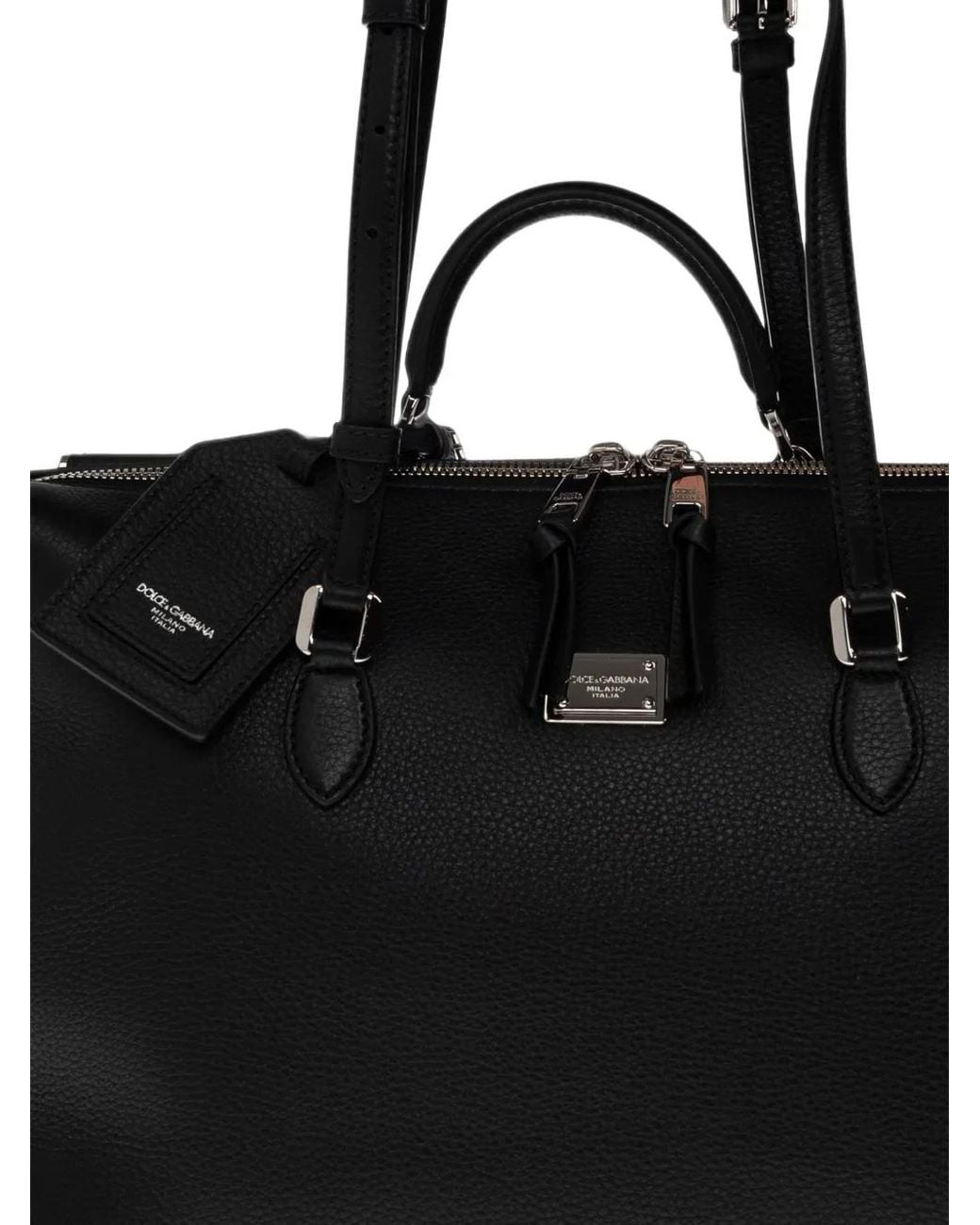 Dolce & Gabbana Black Vittoria Leather Tote Bag for men
