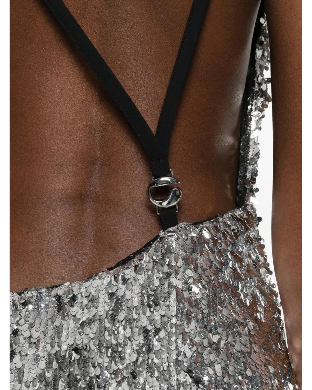 Coperni White Sequin-Embellished Maxi Dress