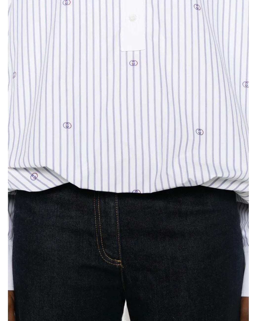 Blusa Con Bordado Interlocking G Gucci de color White