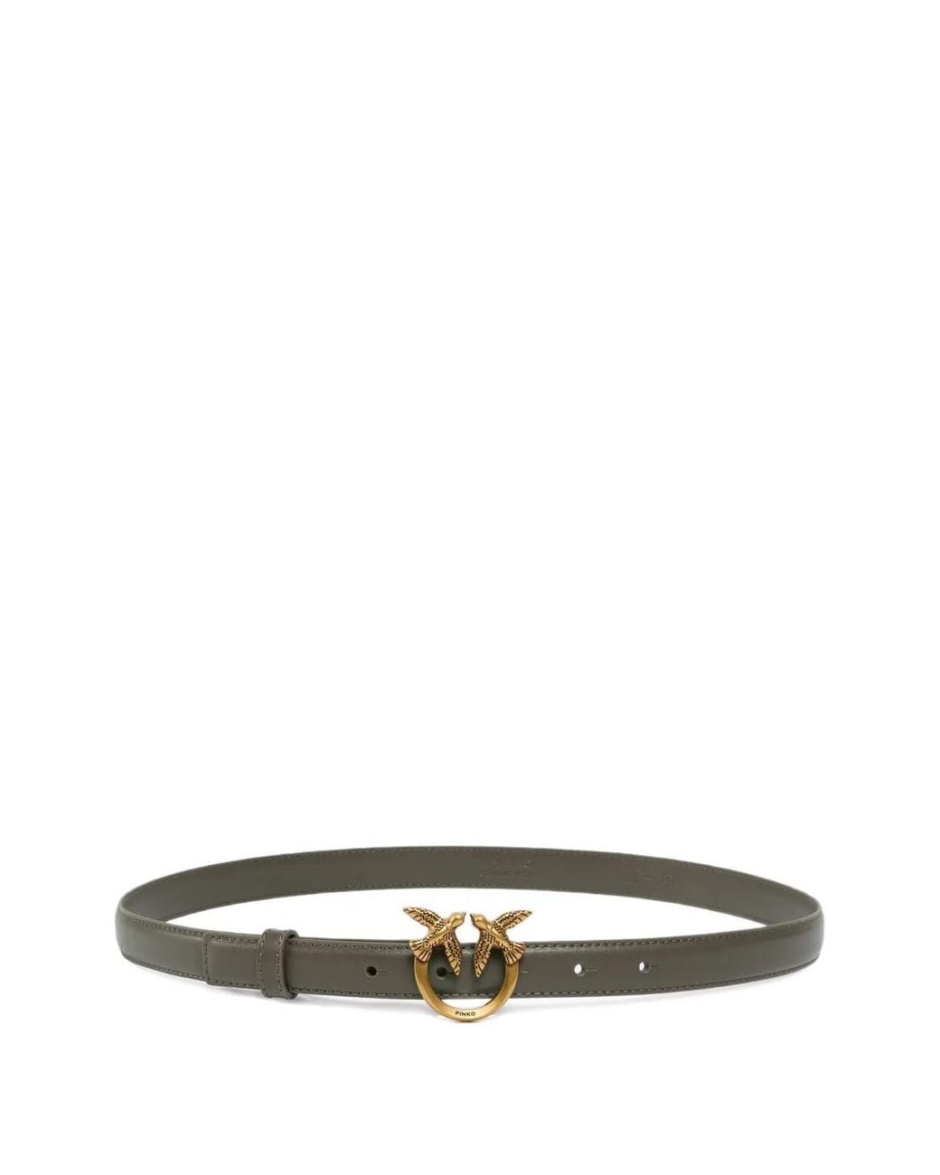 Pinko White Love Birds Thin Leather Belt