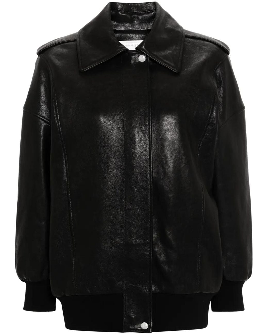McQueen Leren Bomberjack in het Black