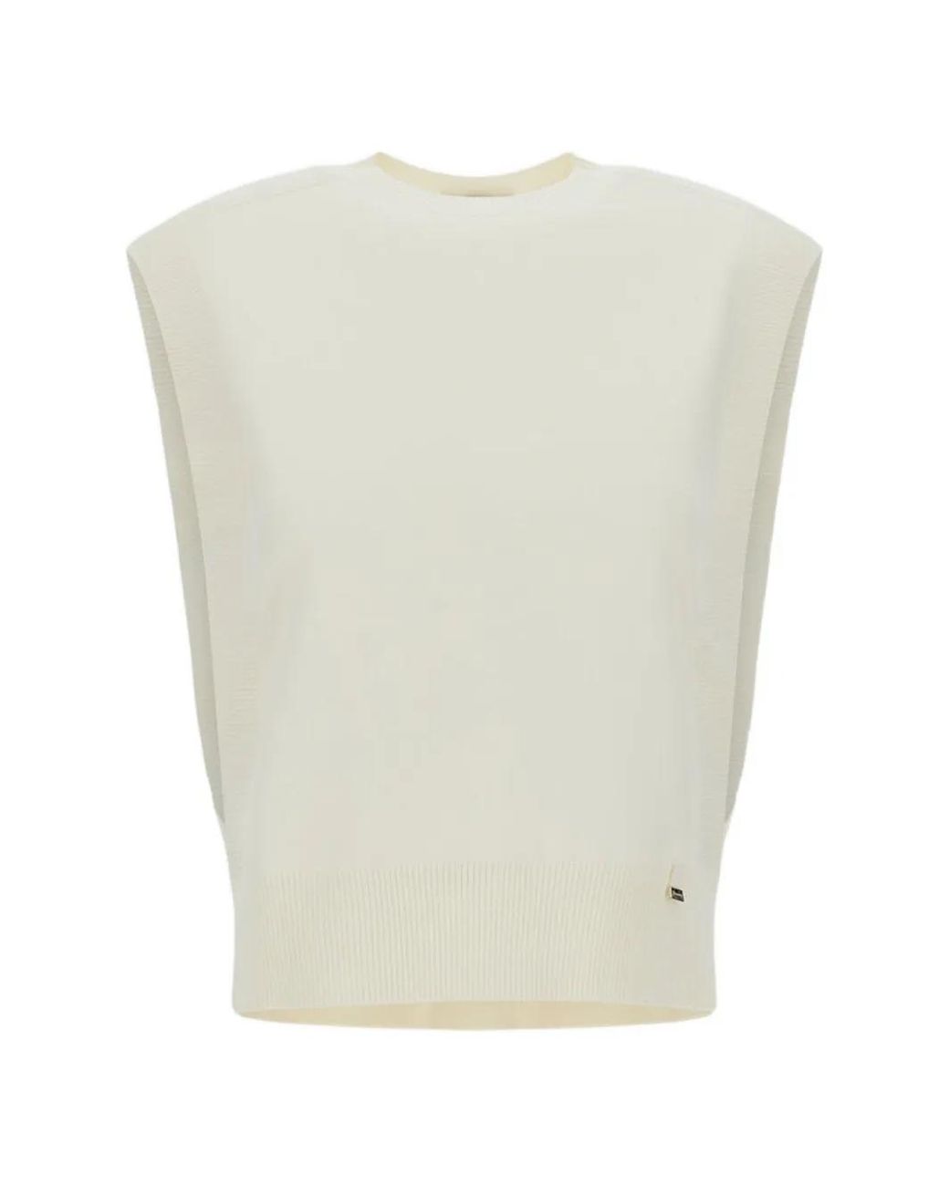 Herno White Ribbed-Hem Tank Top