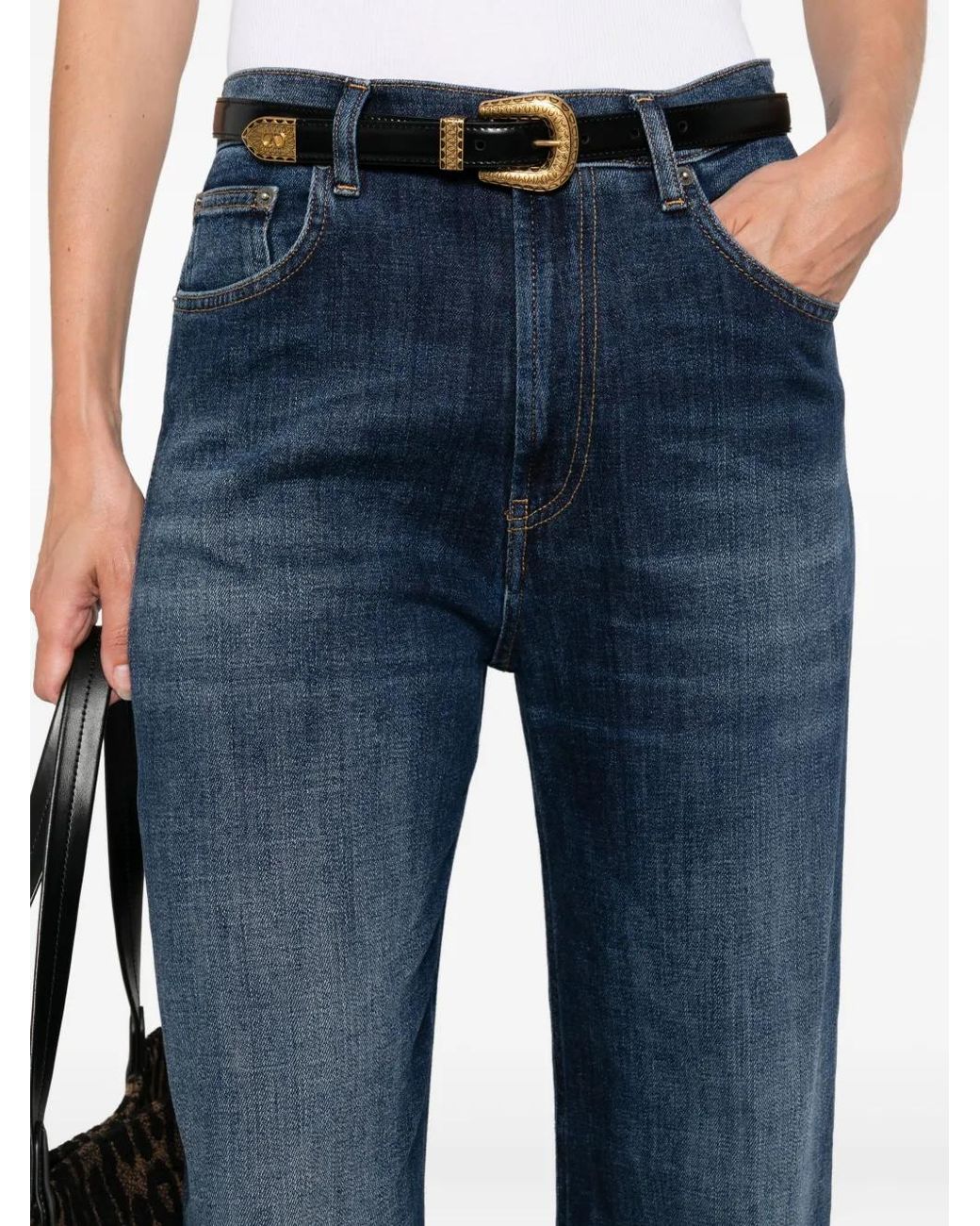 Vaqueros Con Parche Del Logo Dondup de color Blue