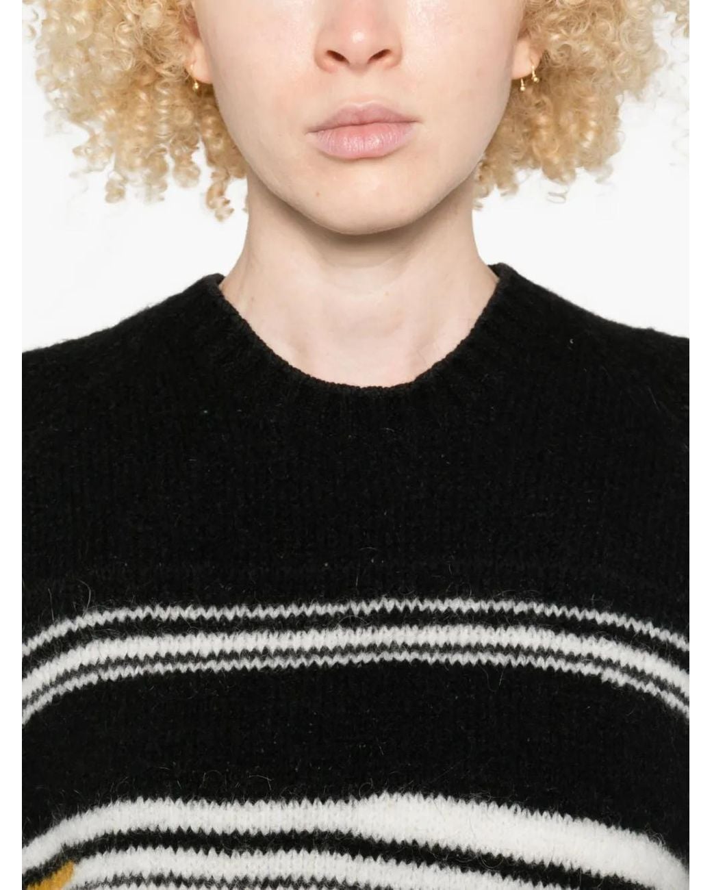 Missoni Black Horizontal Striped Knit Crewneck Sweater