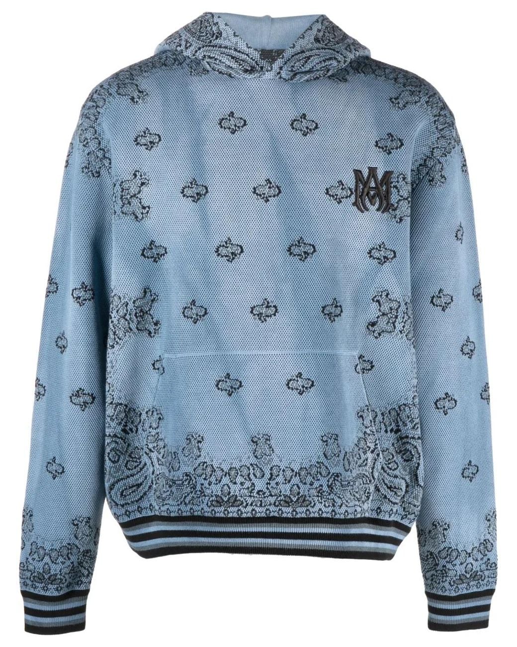 Amiri Blue Bandana Basketball Hoodie for men