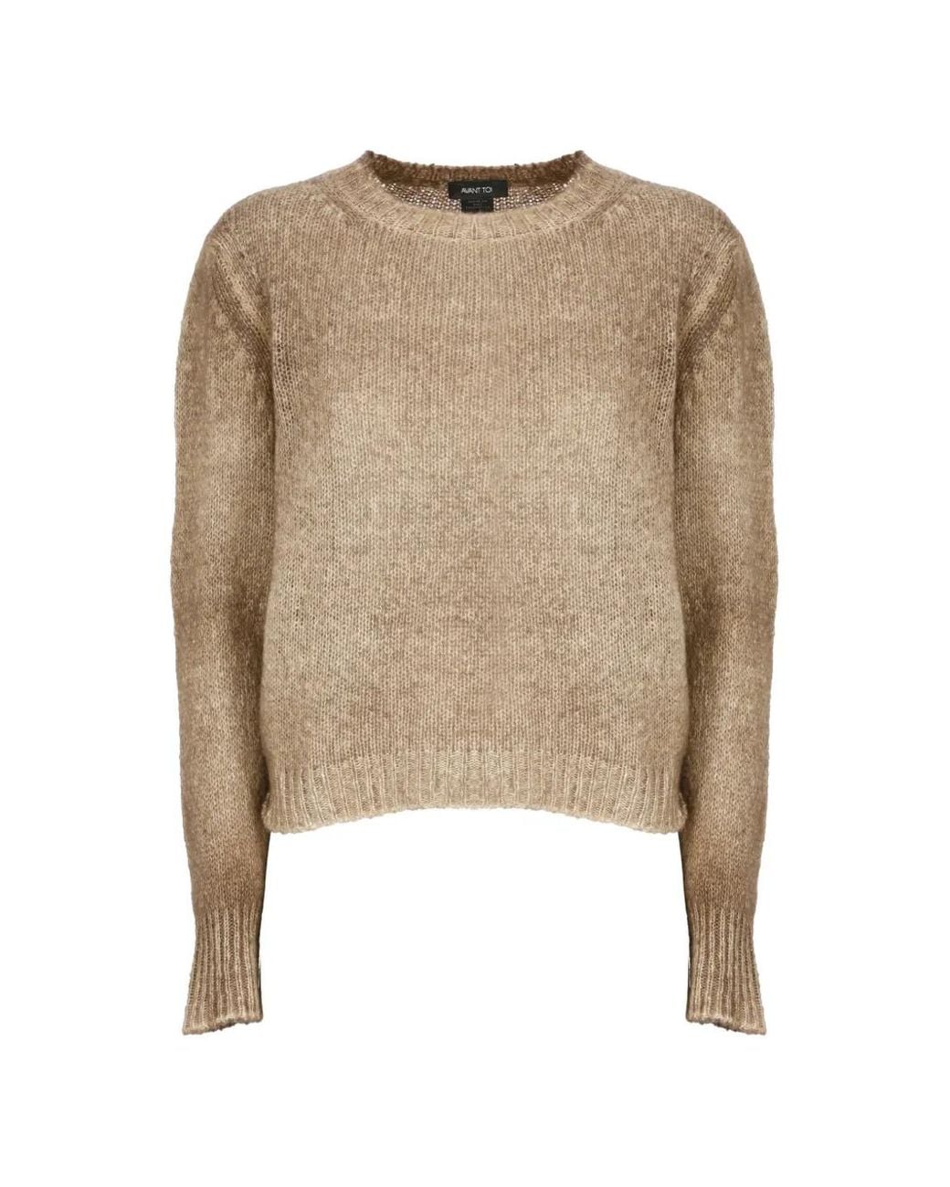 Avant Toi Natural Ribbed-Trim Sweater