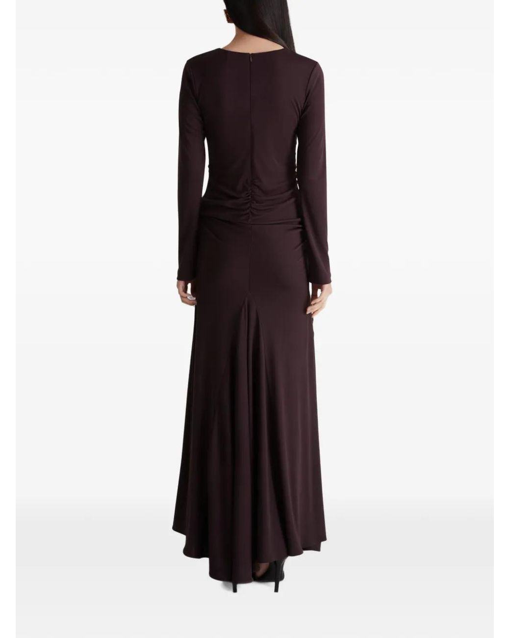 Violante Nessi Brown Mengoni Ruched Gown