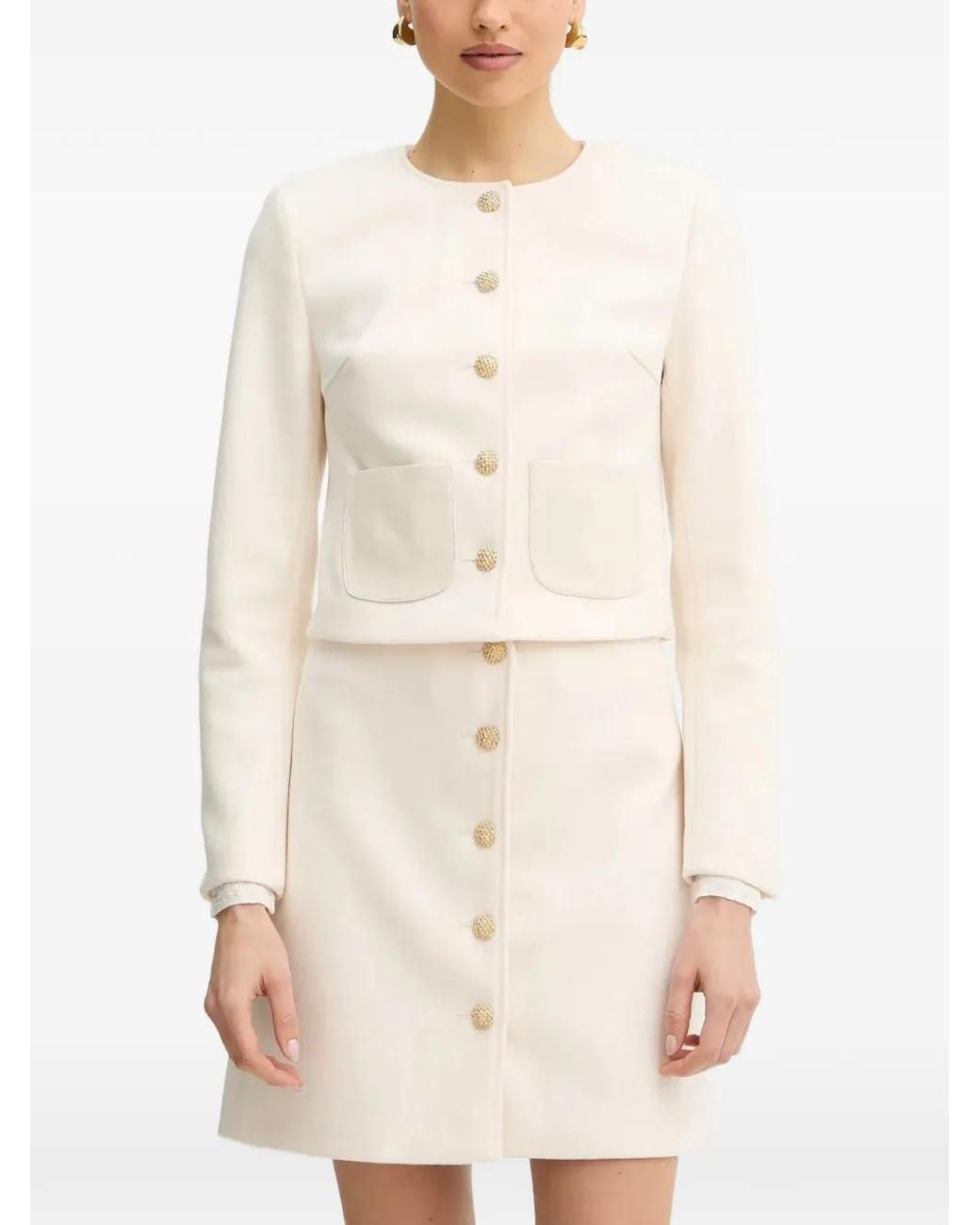 Morgan White Patch-Pocket Button-Down Jacket