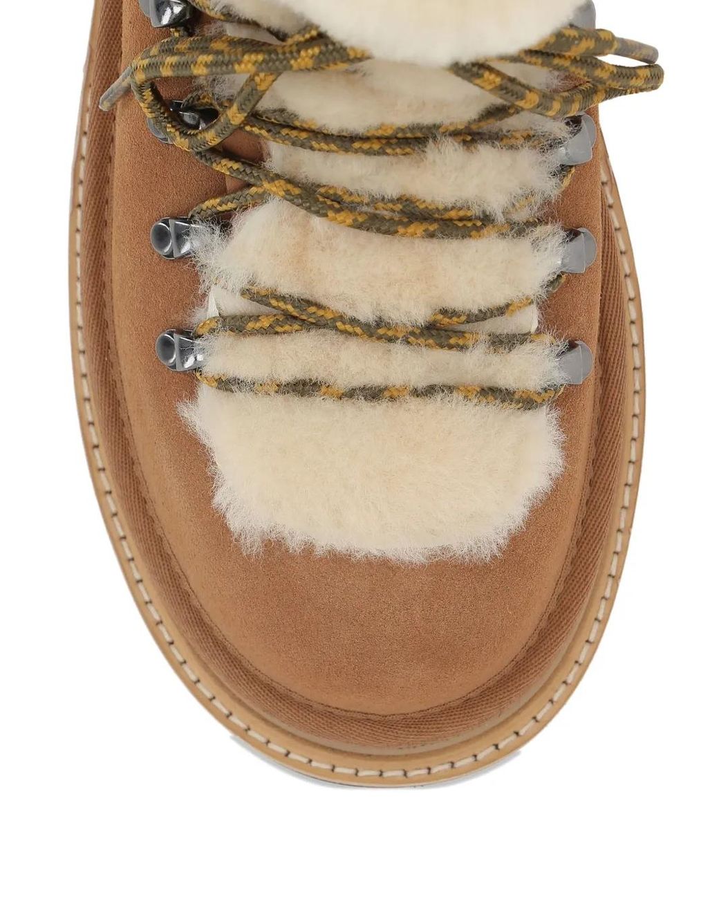 Ugg Brown Fur-Trim Lace-Up Boots