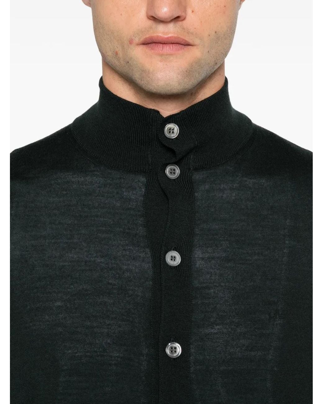 FILIPPO DE LAURENTIIS Black Button-Up High-Neck Cardigan for men