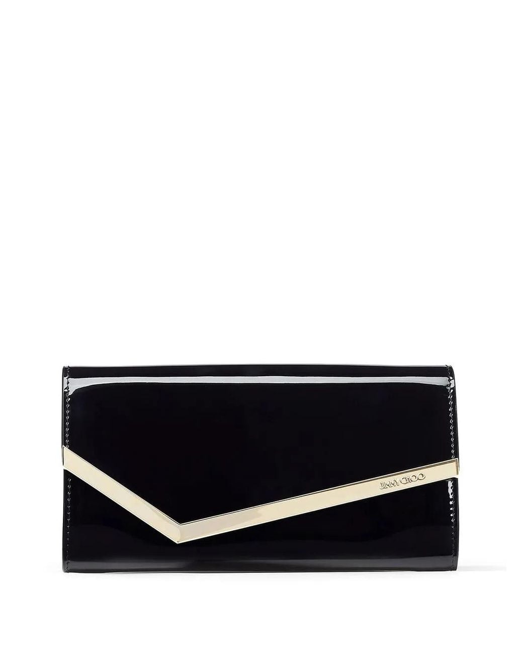 Jimmy Choo Black Emmie Clutch Bag In Patent Leather