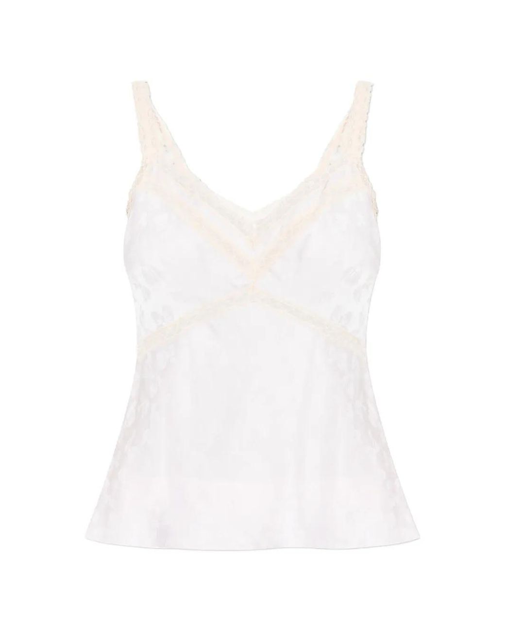 LoveShackFancy White 'Lirena Lace Trim Floral Blouse