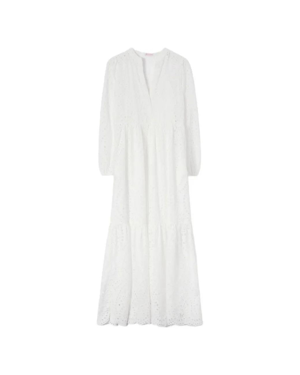 Mc2 Saint Barth White Sylvia Broderie-Anglaise Maxi Dress