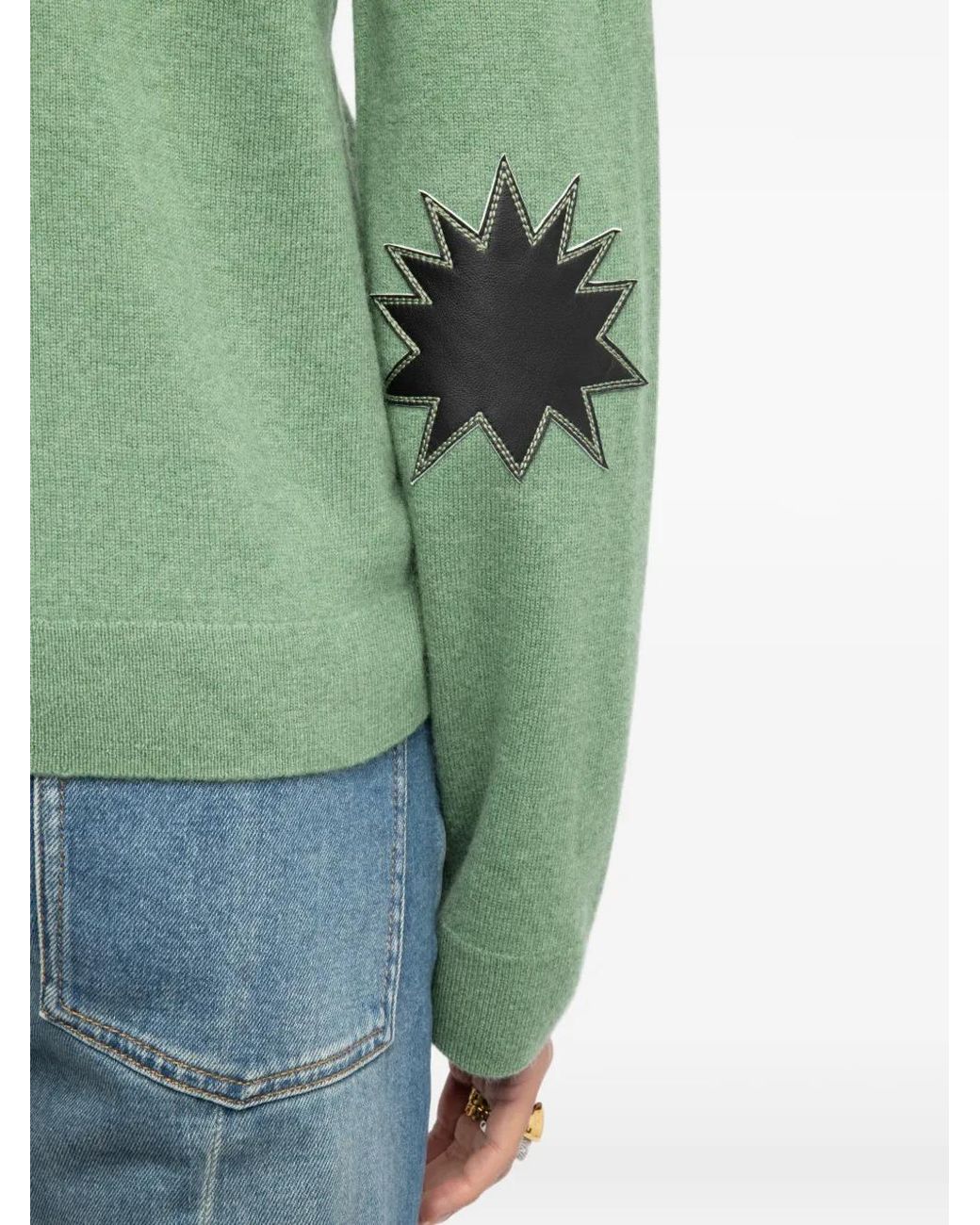 Zadig & Voltaire Green Patch V-Neck Sweater