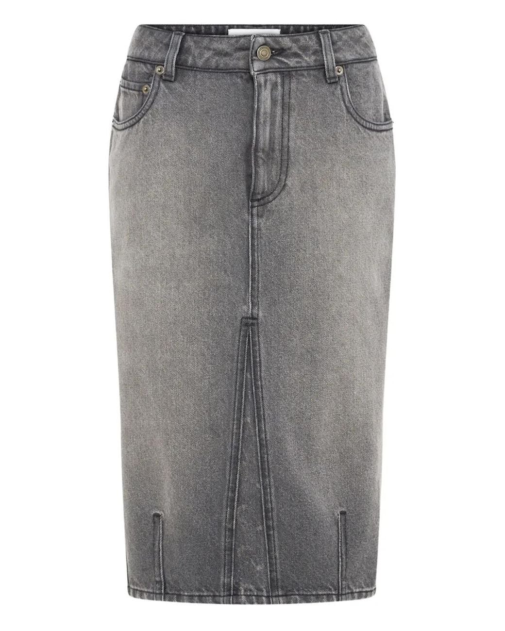 MARINE SERRE Gray Knee-Kength Midi Skirt