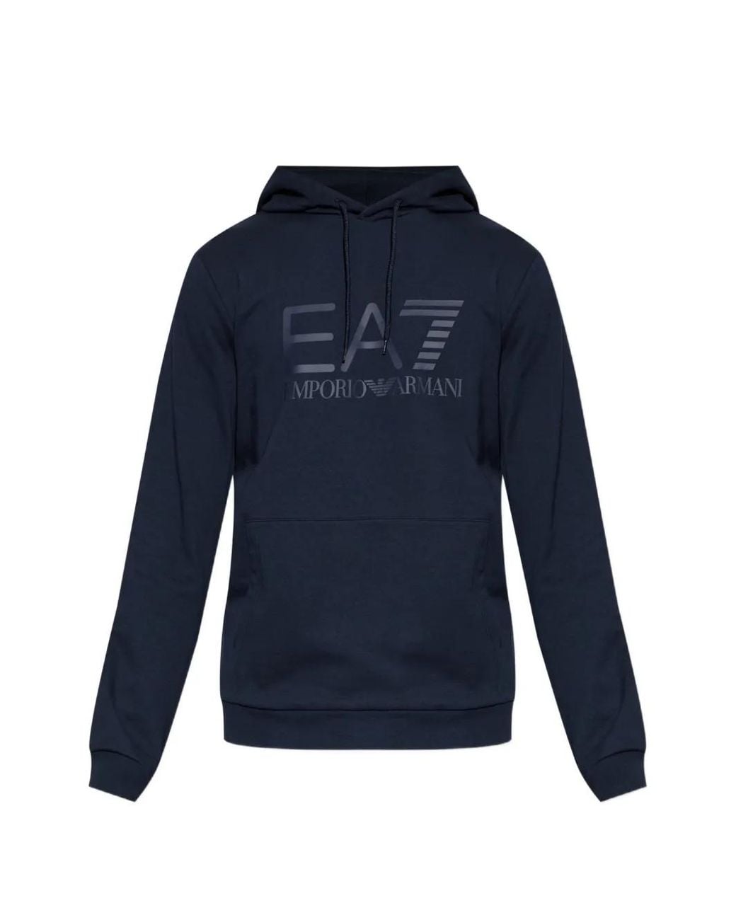 EA7 Blue Logo-Print Drawstring Hoodie for men
