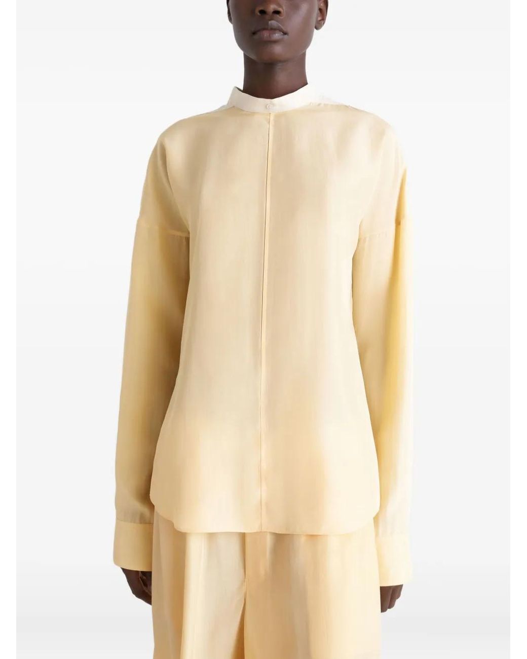 Lemaire Natural Buttoned Long-Sleeve Blouse