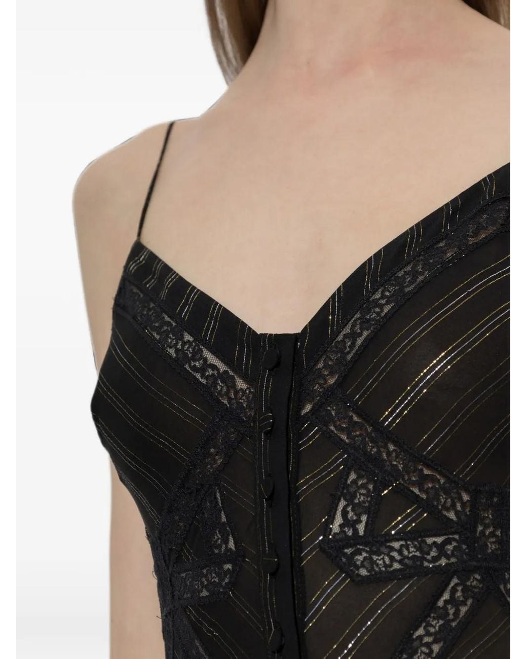 Self-Portrait Black Pleated Dress With Lurex Thread