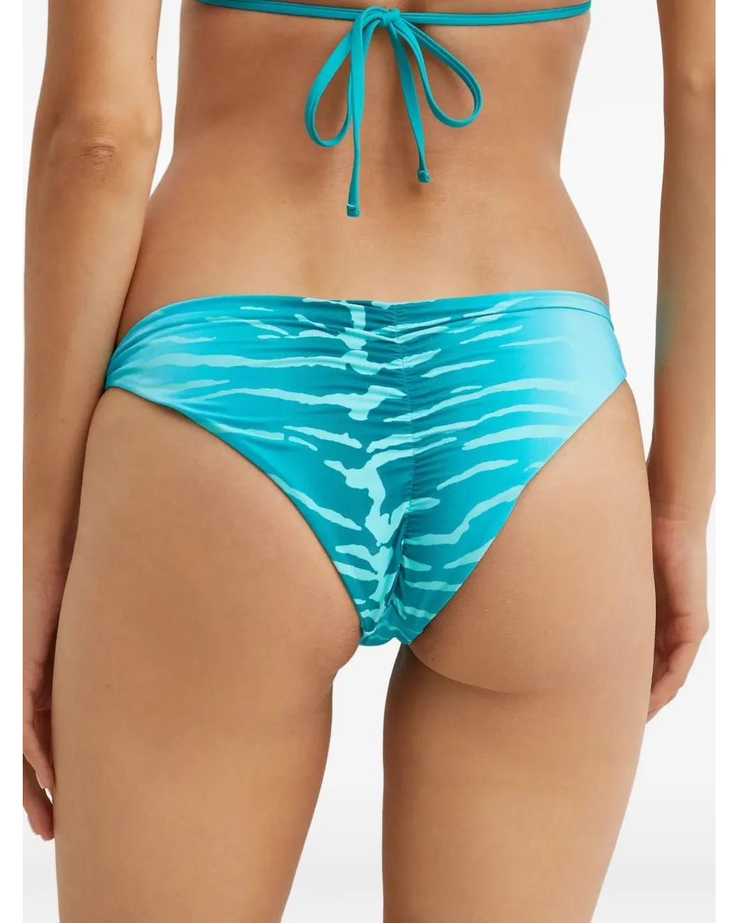 Beach Bunny Blue Bas De Bikini Froncé À Imprimé Animalier