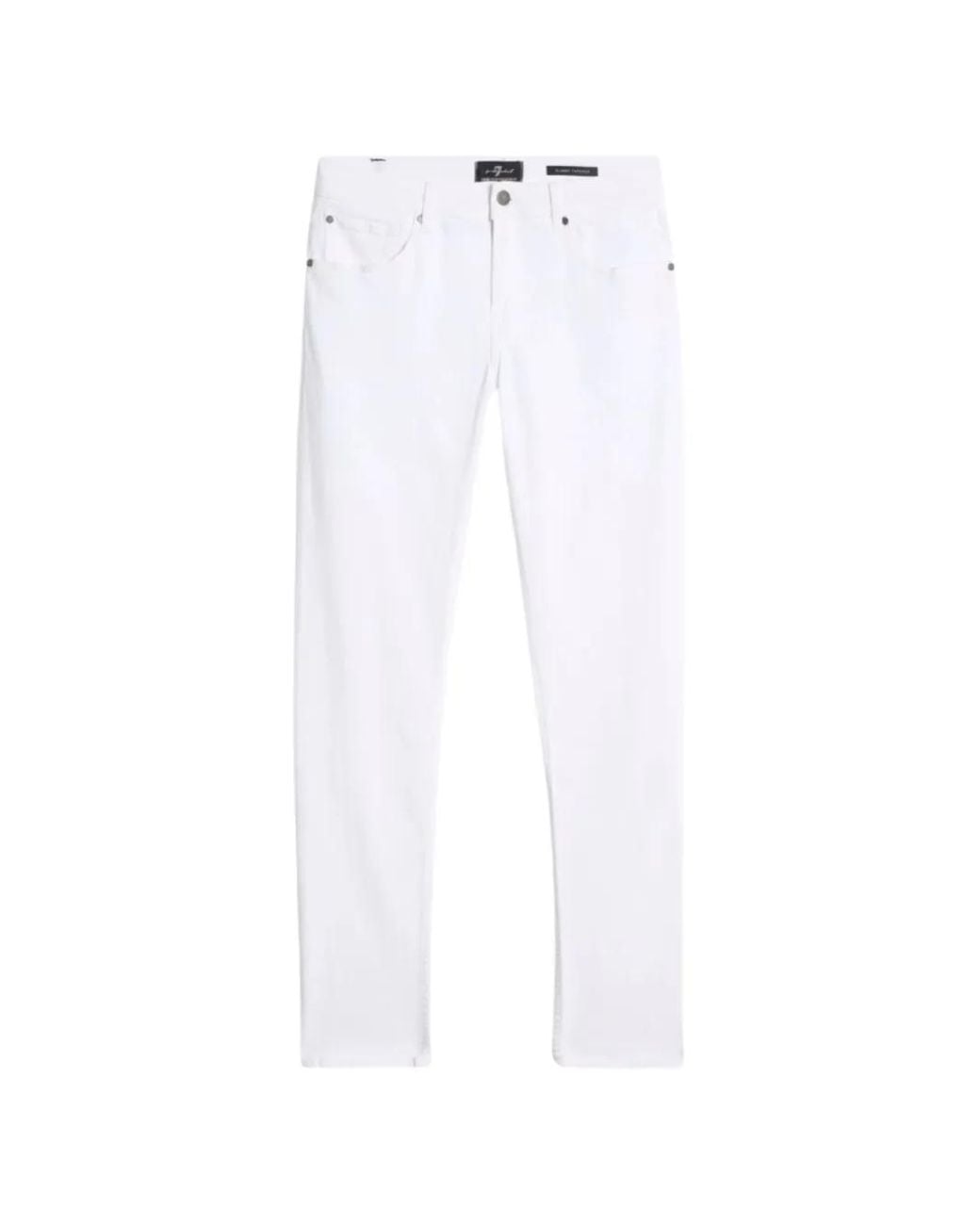 7 For All Mankind White Slim-Fit Five-Pocket Jeans for men