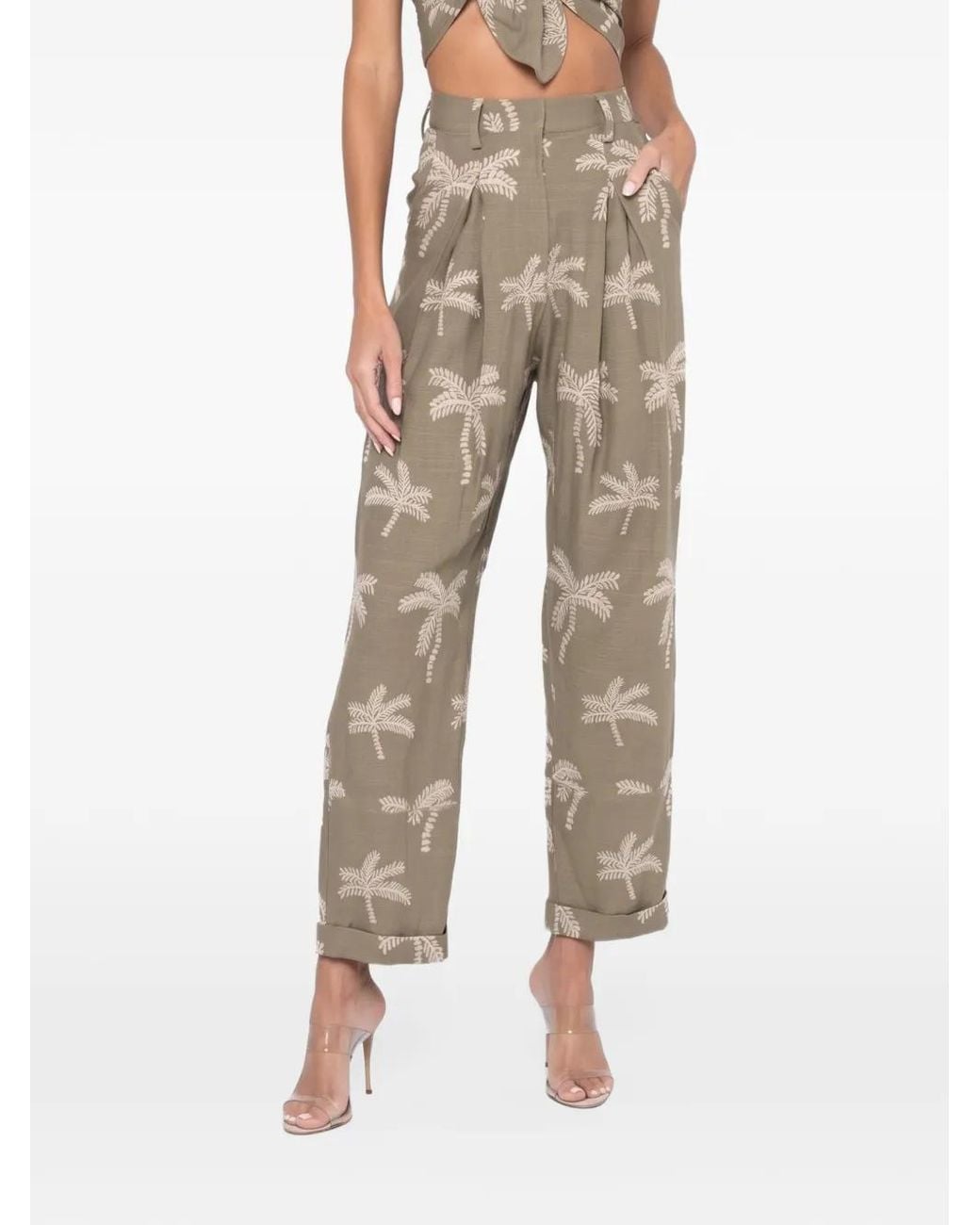 JBQ Natural Palm Kai Palm-Print Trousers