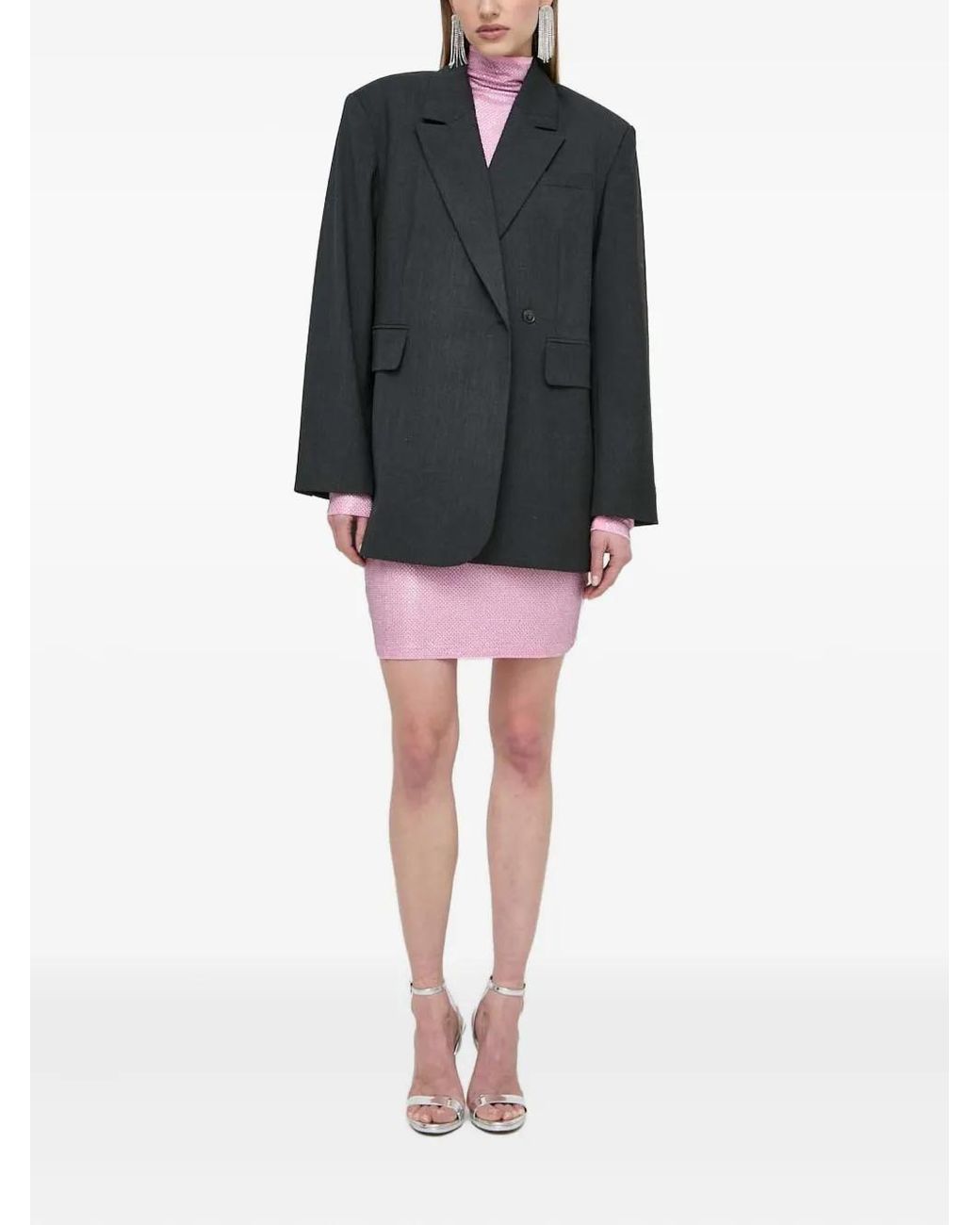 Patrizia Pepe Pink High-Neck Embellished Mini Dress