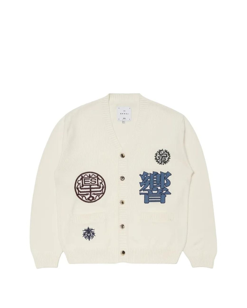Edwin White Hibiki Embroidered Cardigan for men