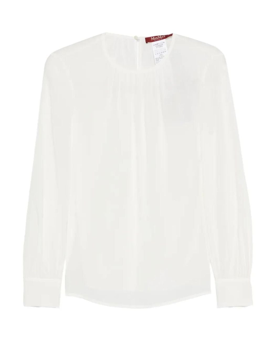 Max Mara White Mstcolmo Long-Sleeve Blouse