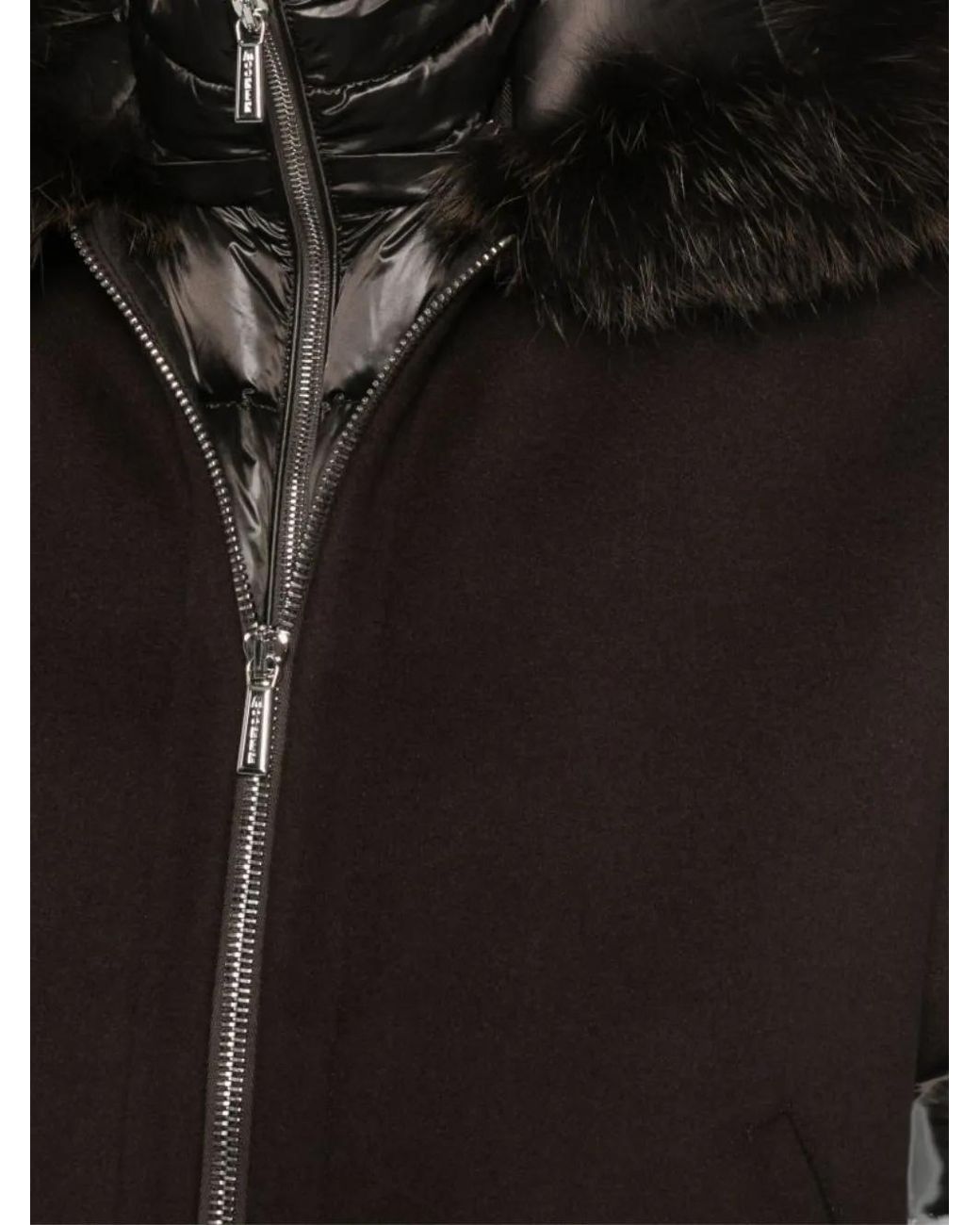 Moorer Black Pegaso Fur-Trim Jacket