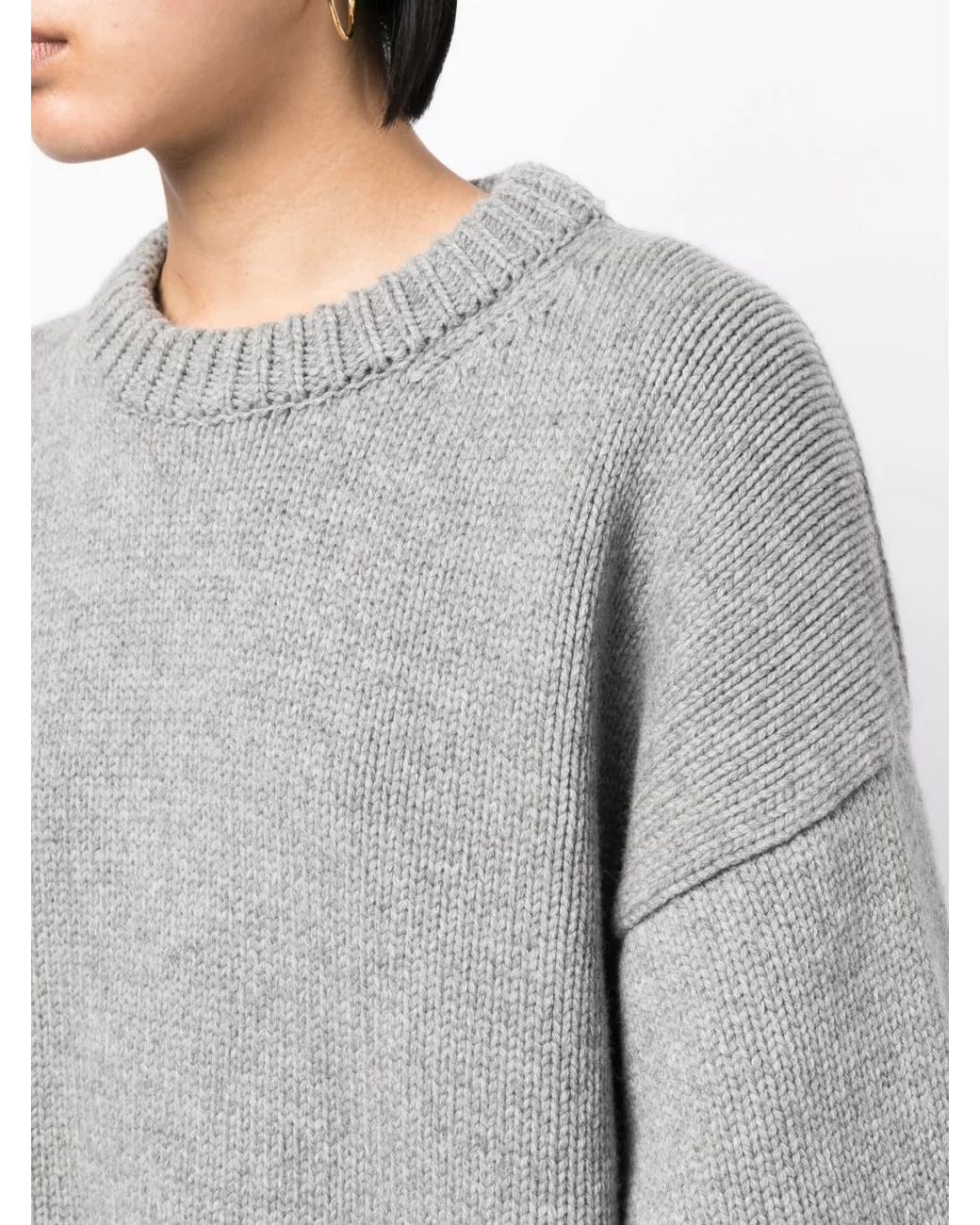 The Row Gray Drop-Shoulder Crewneck Jumper