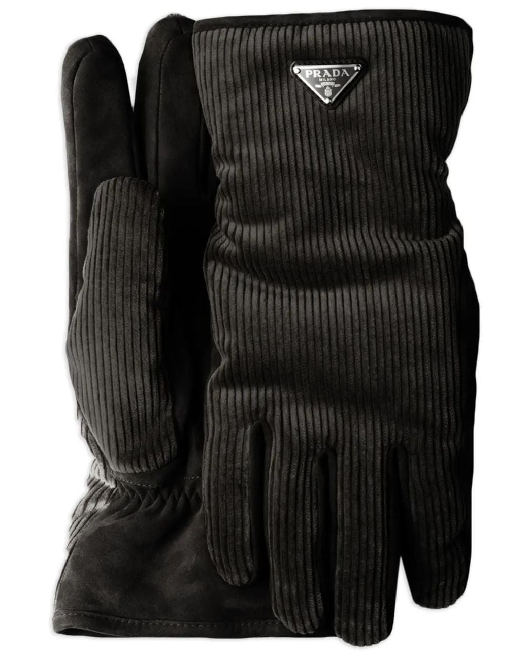Prada Black Corduroy Gloves for men
