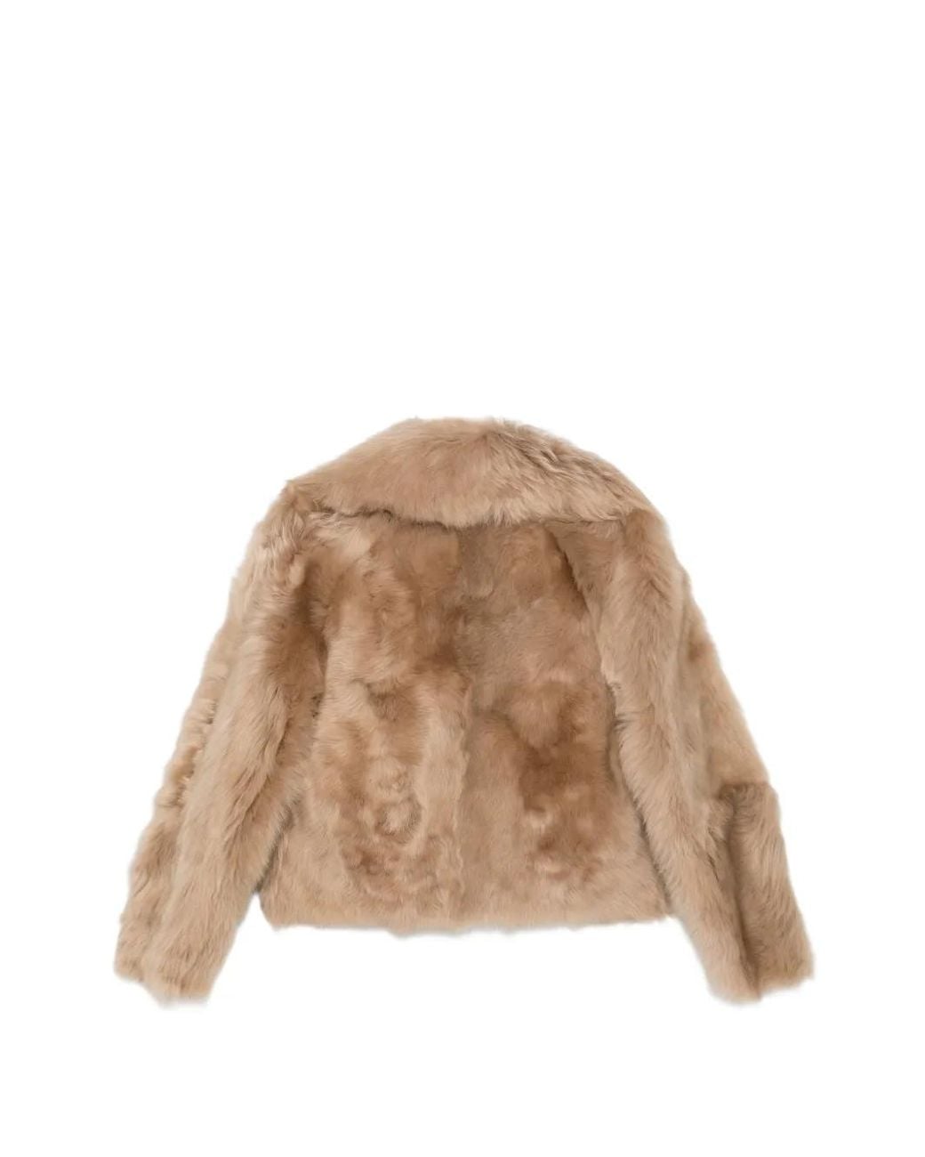 Blancha Natural Shearling-Finish Lapel-Collar Jacket