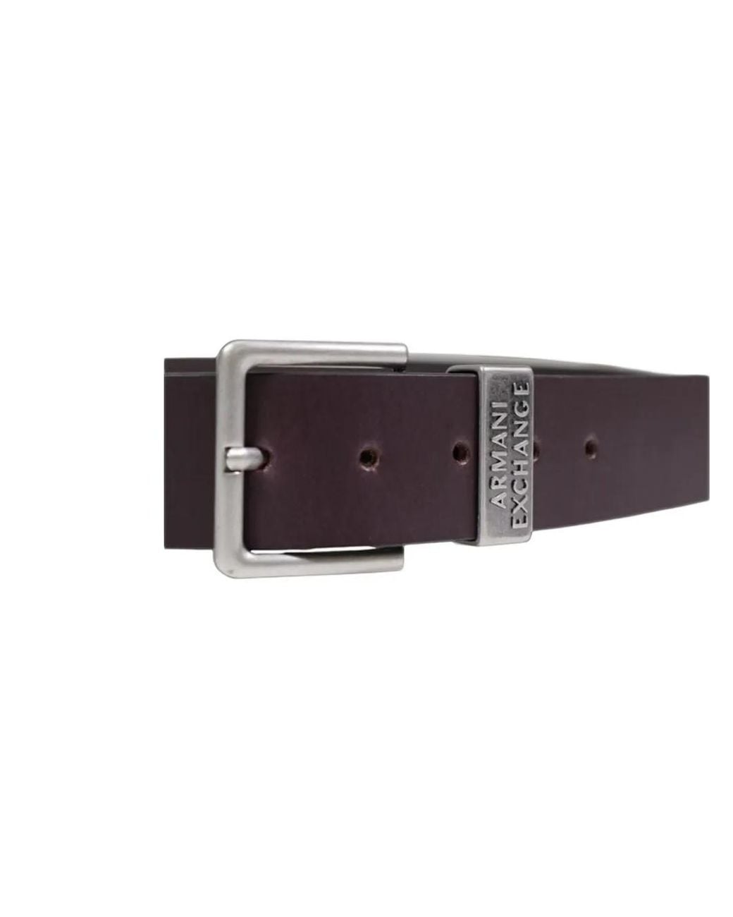 ARMANI EXCHANGE White Logo-Plaque Leather Belt for men