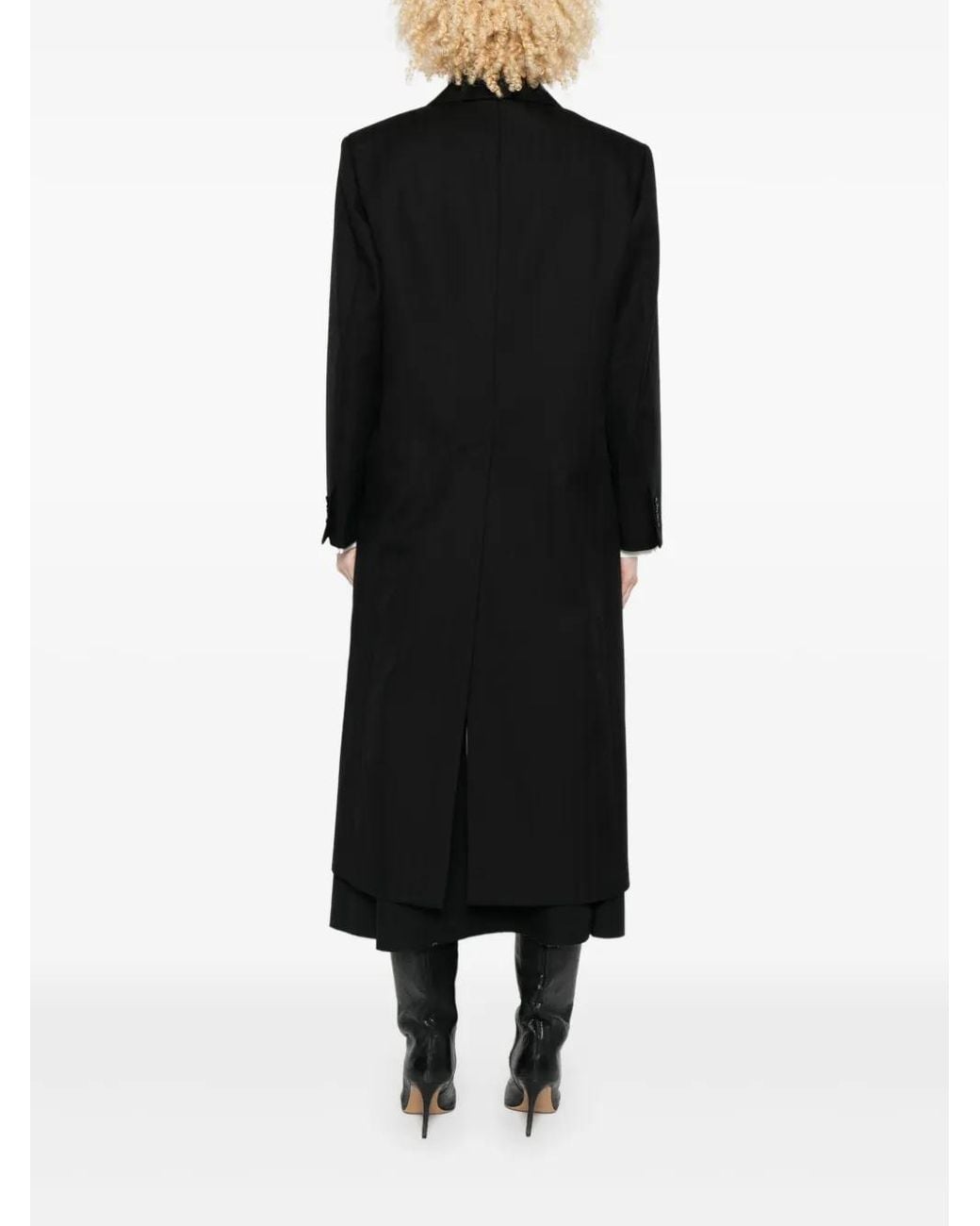 Barena Black Double-Breasted Pinstripe Coat