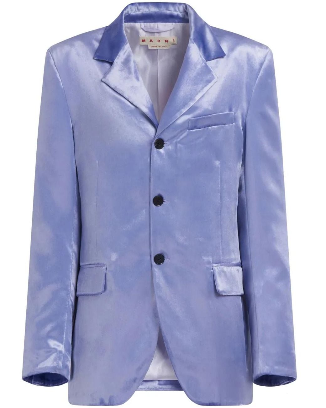 Marni Blue Gima Single-Breasted Satin Blazer