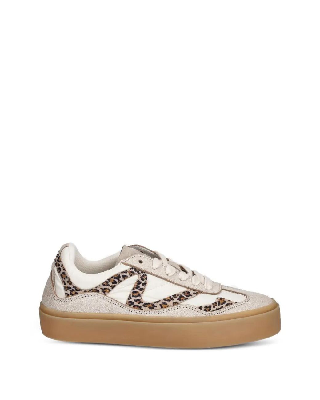 Inuikii White Leopard-Print Paneled Sneakers
