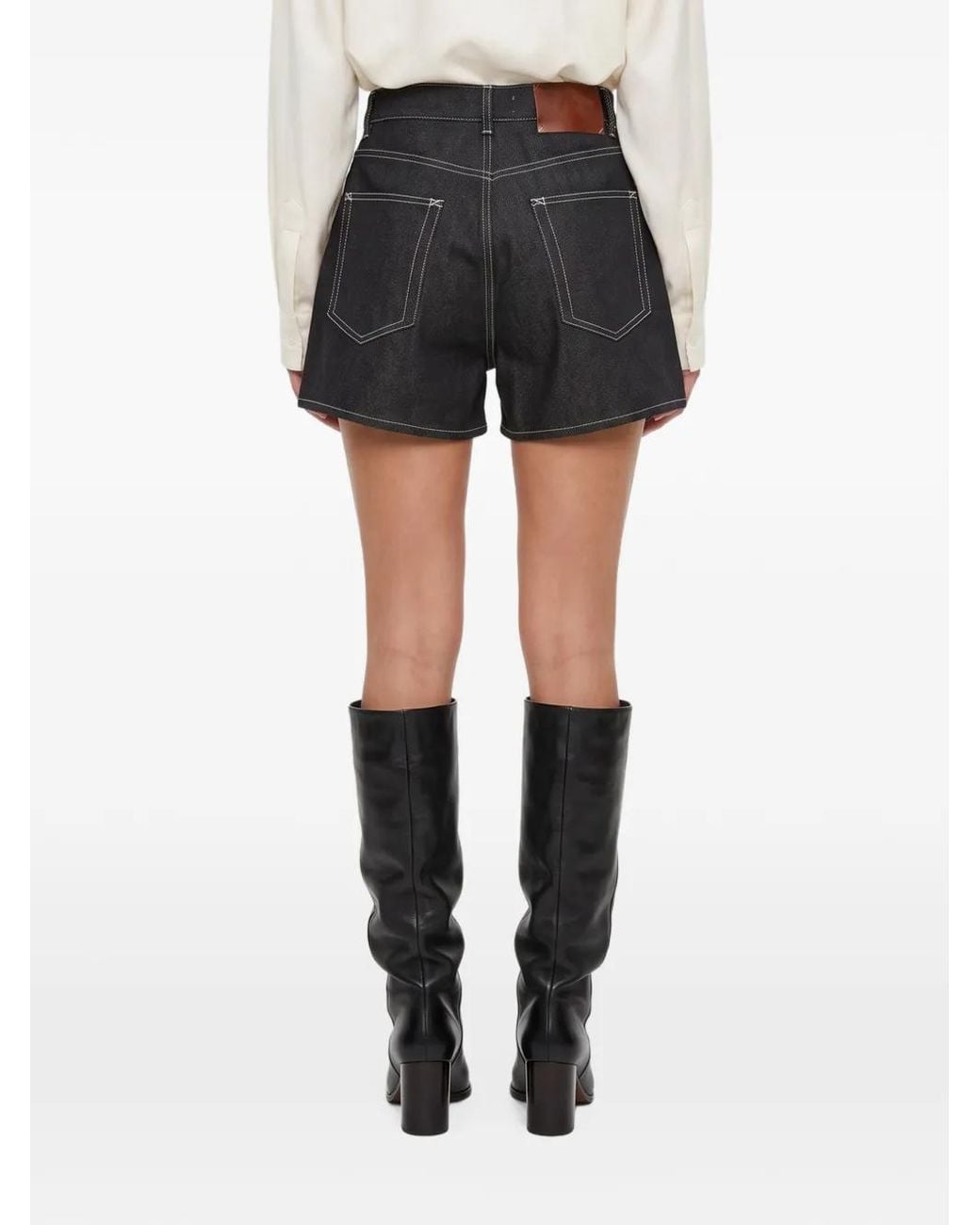 Entire studios Black Contrast-Stitch Mini Shorts