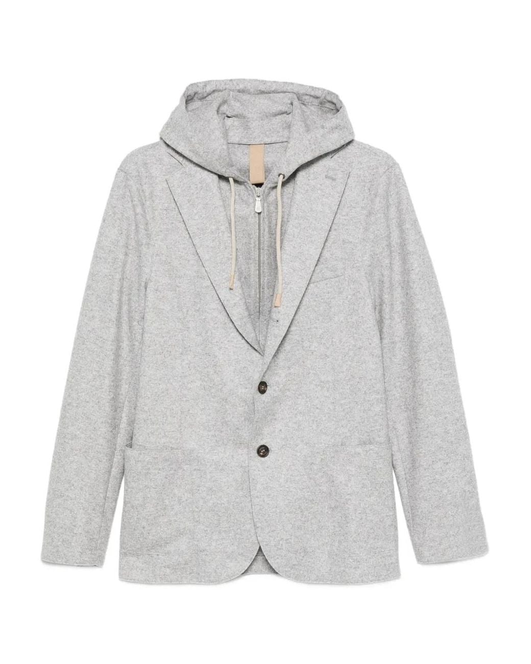 Eleventy Gray Hooded Wool Blazer for men